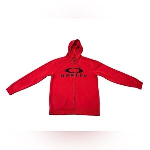 Oakley Hoodie Mens L Red Full Zip Center O Logo Sweatshirt Skate Surf